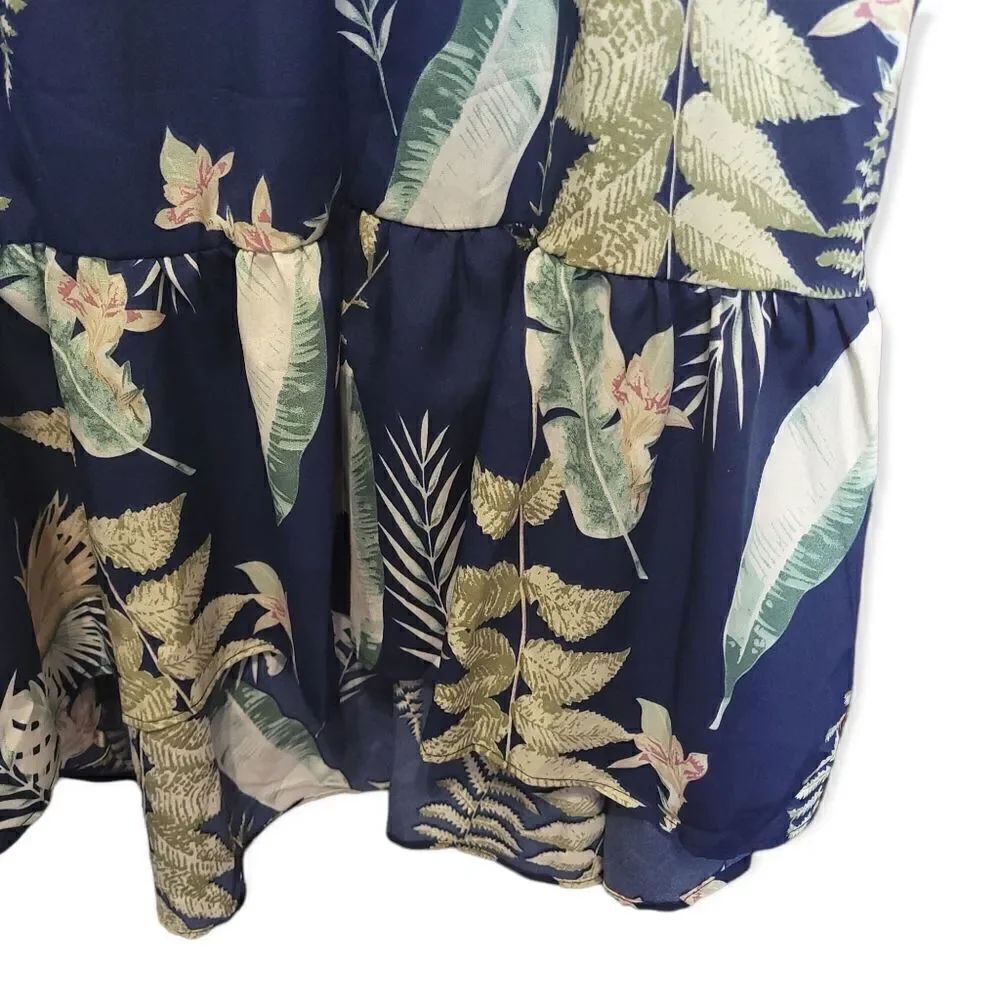 Navy Palm Print Cover Up - Picture 4 of 6